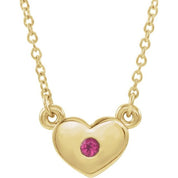 14K Yellow Natural Pink Tourmaline Heart 16" Necklace