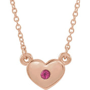 14K Rose Natural Pink Tourmaline Heart 16" Necklace