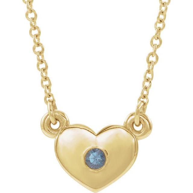 14K Yellow Lab-Grown Alexandrite Heart 16" Necklace