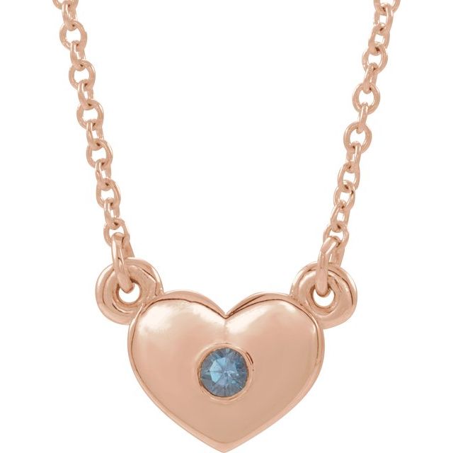 14K Rose Lab-Grown Alexandrite Heart 16" Necklace