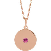 14K Rose Natural Pink Tourmaline Disc 16-18" Necklace