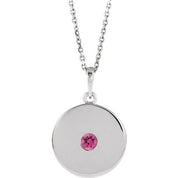 Sterling Silver Natural Pink Tourmaline Disc 16-18" Necklace