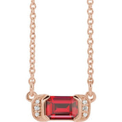 14K Rose Natural Ruby & .02 CTW Natural Diamond Bar 16" Necklace