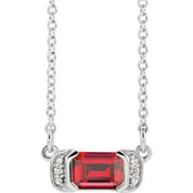 Sterling Silver Natural Ruby & .02 CTW Natural Diamond Bar 16" Necklace