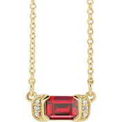 14K Yellow Natural Ruby & .02 CTW Natural Diamond Bar 16" Necklace