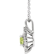 Sterling Silver Natural Peridot & 1/3 CTW Natural Diamond 16-18" Necklace