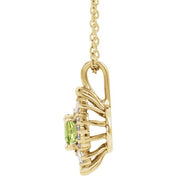 14K Yellow Natural Peridot & 1/3 CTW Natural Diamond 16-18" Necklace