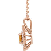14K Rose Natural Citrine & 1/3 CTW Natural Diamond 16-18" Necklace