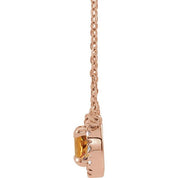 14K Rose 6 mm Natural Citrine & 1/6 CTW Natural Diamond 18" Necklace