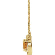 14K Yellow 6.5 mm Natural Citrine & 1/6 CTW Natural Diamond 16" Necklace
