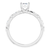 10K White 4.5x4.5 mm Square Cubic Zirconia & 1/5 CTW Natural Diamond Engagement Ring