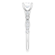 10K White 4.5x4.5 mm Square Cubic Zirconia & 1/5 CTW Natural Diamond Engagement Ring