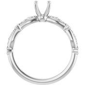 Platinum 5.2 mm Round 1/5 CTW Natural Diamond Semi-Set Engagement Ring