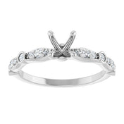 14K White 5.2 mm Round 1/5 CTW Natural Diamond Semi-Set Engagement Ring