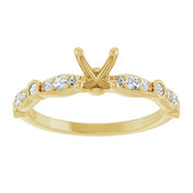 14K Yellow 5.2 mm Round 1/5 CTW Natural Diamond Semi-Set Engagement Ring