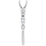 14K White 5.2 mm Round 1/5 CTW Natural Diamond Semi-Set Engagement Ring