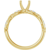 14K Yellow 5.8 mm Round 1/5 CTW Natural Diamond Semi-Set Engagement Ring