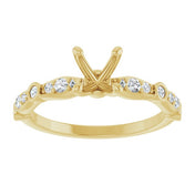 14K Yellow 5.8 mm Round 1/5 CTW Natural Diamond Semi-Set Engagement Ring