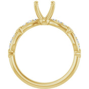 14K Yellow 6.5 mm Round 1/5 CTW Natural Diamond Semi-Set Engagement Ring