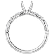 14K White 6.5 mm Round 1/5 CTW Natural Diamond Semi-Set Engagement Ring