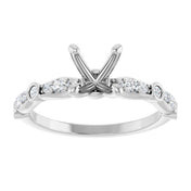 14K White 6.5 mm Round 1/5 CTW Natural Diamond Semi-Set Engagement Ring