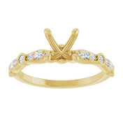 14K Yellow 6.5 mm Round 1/5 CTW Natural Diamond Semi-Set Engagement Ring