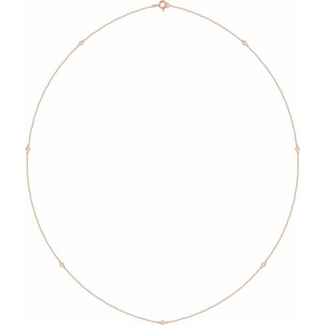14K Lab-Grown Diamond 7-Station 24" Necklace with 1/4 to 1/3 CTW Diamonds