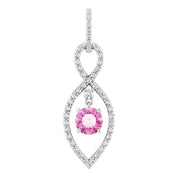 14K White Natural Pink Sapphire & 3/8 CTW Natural Diamond Pendant