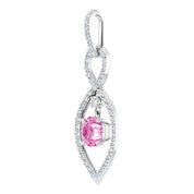 14K White Natural Pink Sapphire & 3/8 CTW Natural Diamond Pendant