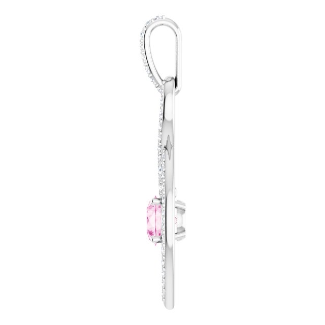 14K White Natural Pink Sapphire & 3/8 CTW Natural Diamond Pendant