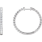 14K Diamond Hoop Earrings, Hinged Series 653631