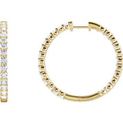 14K Diamond Hoop Earrings, Hinged Series 653631