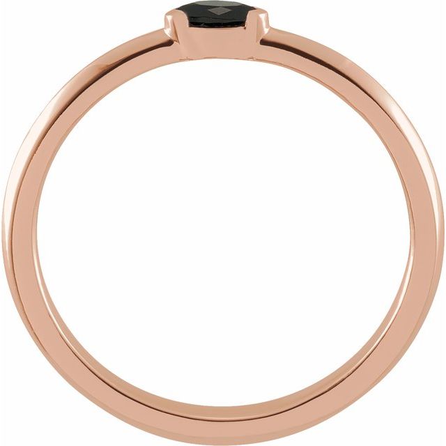 14K Rose Natural Black Onyx Stackable Ring
