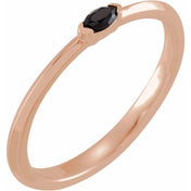 14K Rose Natural Black Onyx Stackable Ring