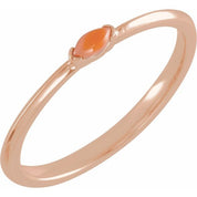 14K Rose Natural Pink Coral Stackable Ring