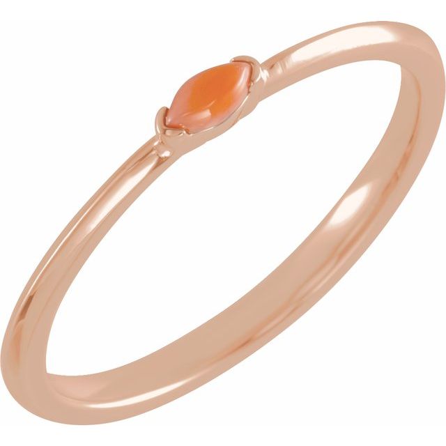 14K Rose Natural Pink Coral Stackable Ring