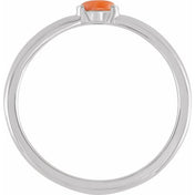 Sterling Silver Natural Pink Coral Stackable Ring