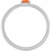 Platinum Natural Pink Coral Stackable Ring