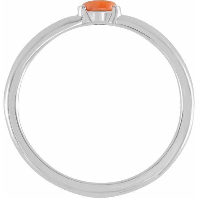 Platinum Natural Pink Coral Stackable Ring
