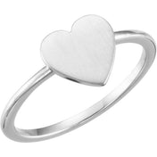 14K White Be Posh? Engravable Heart Signet Ring