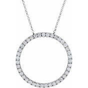 14K 1 CTW Natural Diamond Circle 18" Necklace