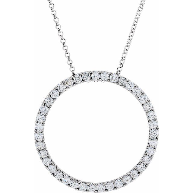 14K 1 CTW Natural Diamond Circle 18" Necklace