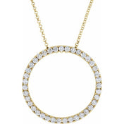 14K 1 CTW Natural Diamond Circle 18" Necklace