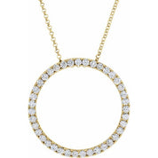 14K 1 CTW Natural Diamond Circle 18" Necklace