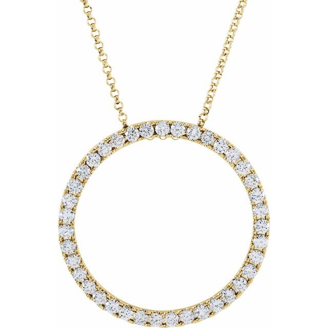 14K 1 CTW Natural Diamond Circle 18" Necklace
