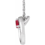 Sterling Silver Lab-Grown Ruby Circle 16-18" Necklace
