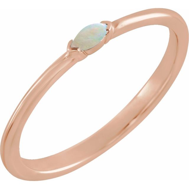 14K Rose Natural Ethiopian Opal Stackable Ring
