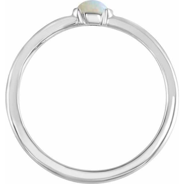 Platinum Natural Ethiopian Opal Stackable Ring
