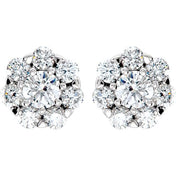 14K Natural Diamond Cluster Earrings in White, Yellow, and Rose Gold