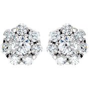 14K Natural Diamond Cluster Earrings in White, Yellow, and Rose Gold